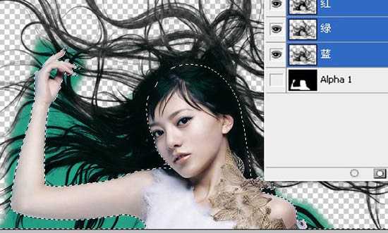 photoshop利用抽出滤镜抠出背景单色发丝较多的人物图片