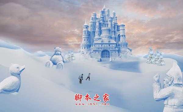 photoshop合成制作漂亮的雪景卡通乐园