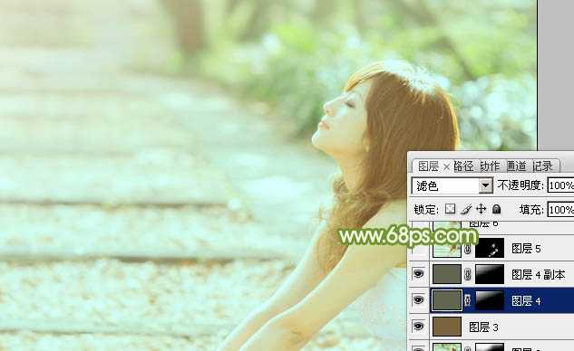 Photoshop将外景美女图片调制出淡淡的小清新绿色