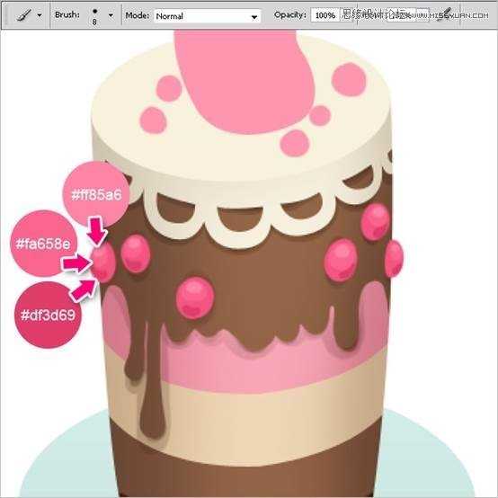 Photoshop绘制甜美精致的巧克力蛋糕教程