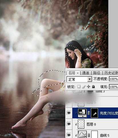 Photoshop将水景人物图片打造唯美的中性红褐色效果教程