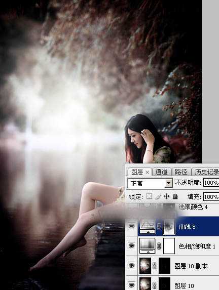 Photoshop将水景人物图片打造唯美的中性红褐色效果教程