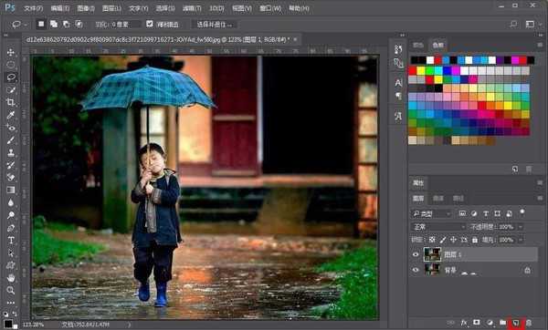 ps怎么做下雨效果?Photoshop给撑伞的男孩图片添加逼真的雨丝效果