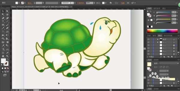 ai怎么手绘卡通乌龟矢量图?