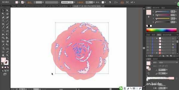 ai怎么绘制一株水彩画效果的月季? ai画月季的教程