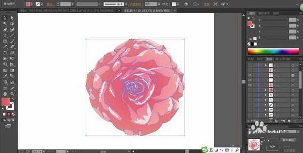 ai怎么绘制一株水彩画效果的月季? ai画月季的教程