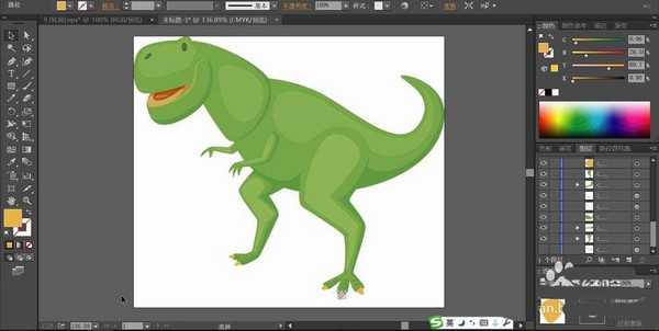 ai怎么绘制扁平化的绿色小恐龙?