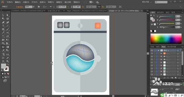 ai怎么设计扁平化的洗衣机图标? ai洗衣机的画法