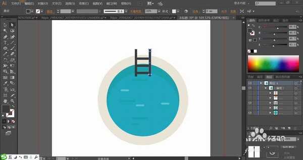 ai怎么手绘游泳池矢量图? ai游泳池插画的画法