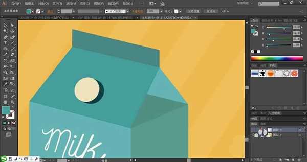 ai怎么画牛奶盒宣传图? ai2.5d牛奶插画的画法